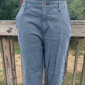 Blue and white striped jeans